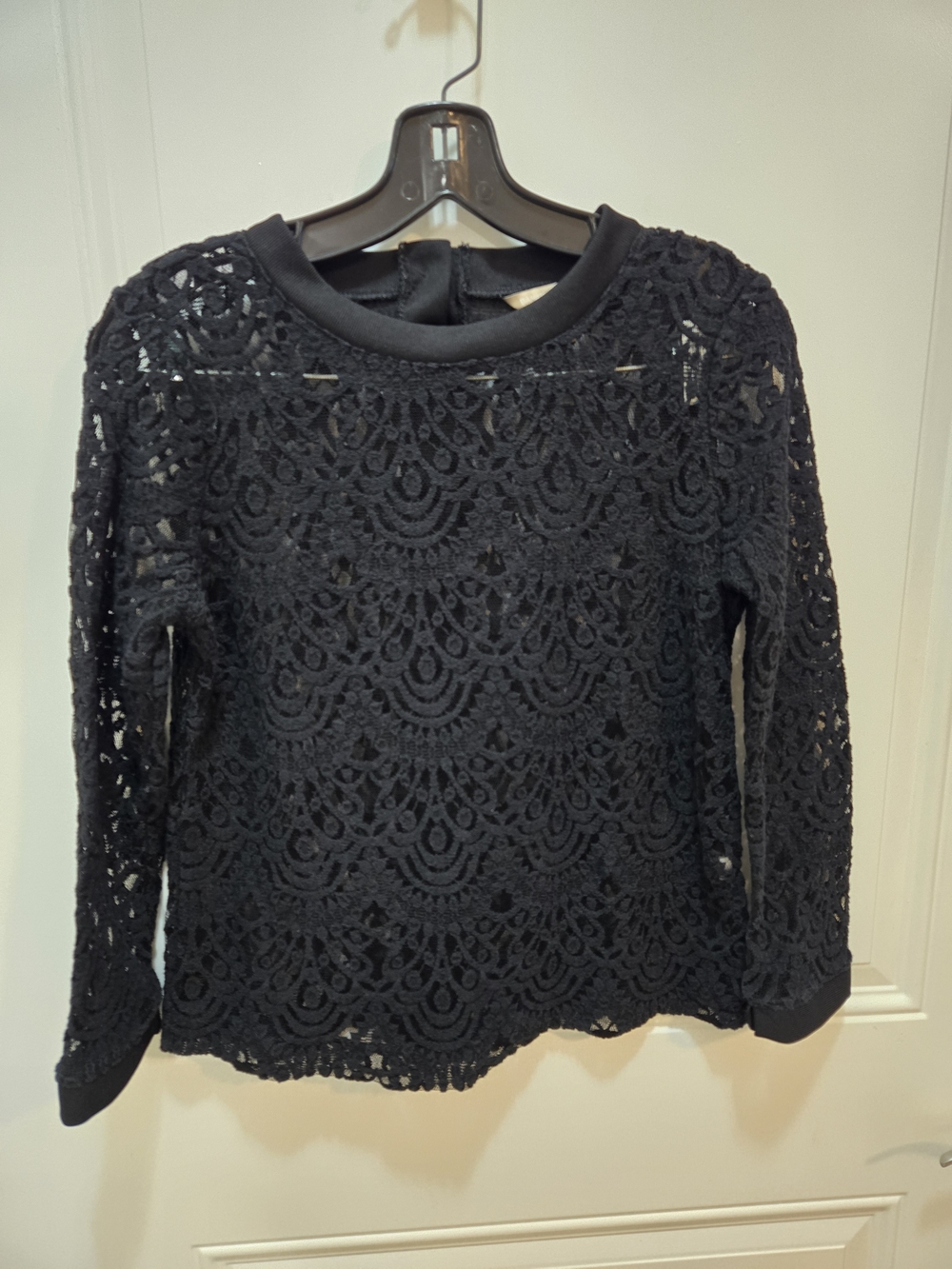Banana Republic Black Lace Long Sleeve Top